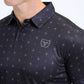 Mens Performance Fabric Print Black Polo