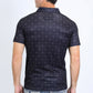 Mens Performance Fabric Print Black Polo