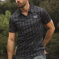 Mens Performance Fabric Print Black Polo