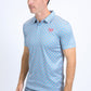 Mens Performance Fabric Print Blue Polo