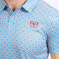 Mens Performance Fabric Print Blue Polo