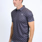 Mens Performance Fabric Print Charcoal Polo