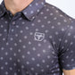 Mens Performance Fabric Print Charcoal Polo