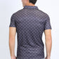 Mens Performance Fabric Print Charcoal Polo