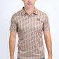 Mens Performance Fabric Print Khaki Polo