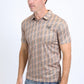 Mens Performance Fabric Print Khaki Polo