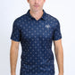 Mens Performance Fabric Print Navy Polo