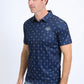 Mens Performance Fabric Print Navy Polo