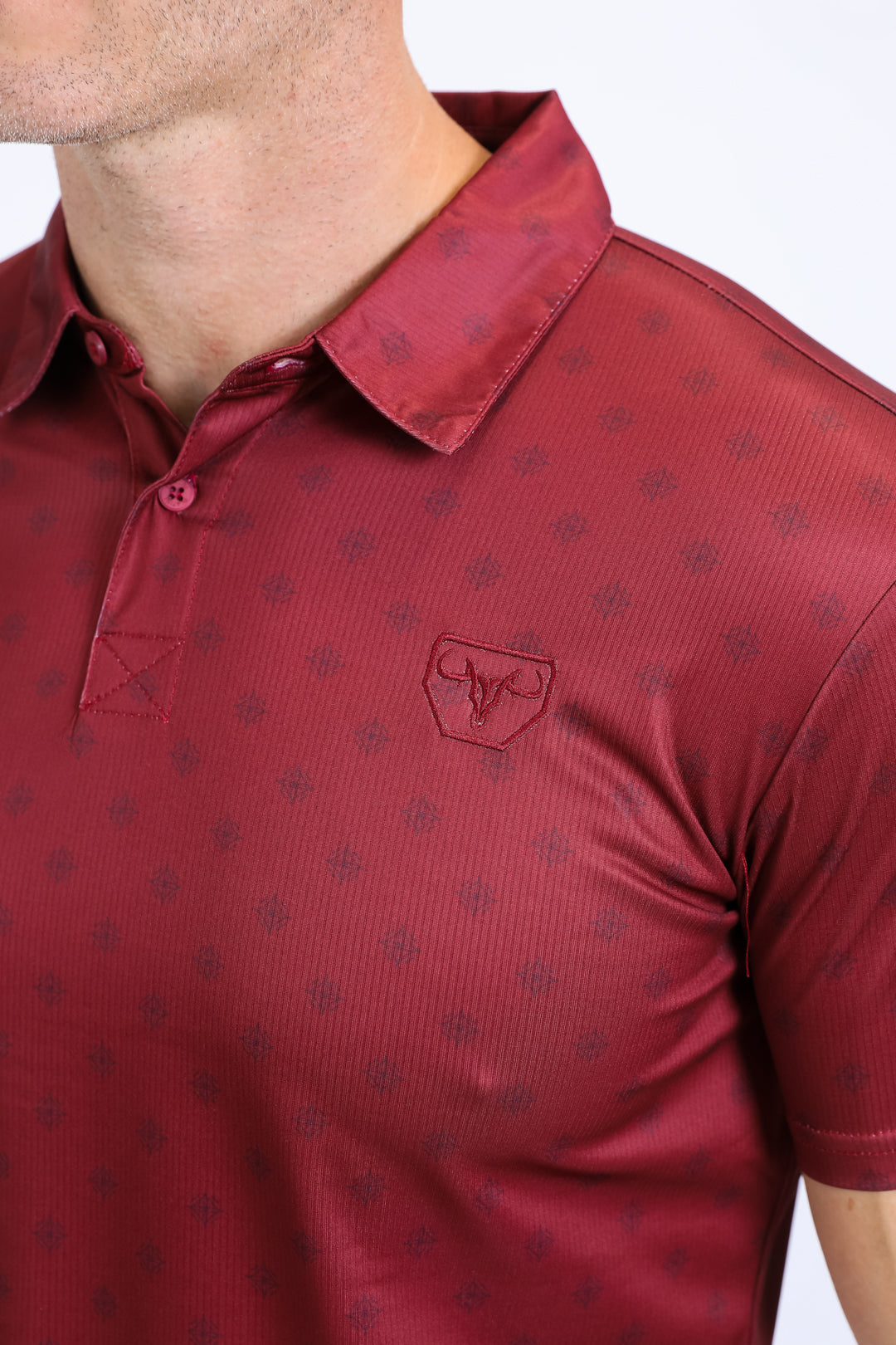 Mens Performance Fabric Print Red Polo