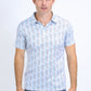 Mens Performance Fabric Print White Polo