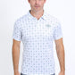 Mens Performance Fabric Print White Polo