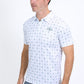 Mens Performance Fabric Print White Polo