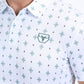 Mens Performance Fabric Print White Polo