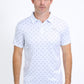 Mens Performance Fabric Print White Polo