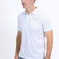 Mens Performance Fabric Print White Polo