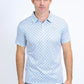 Mens Performance Fabric Print White Polo