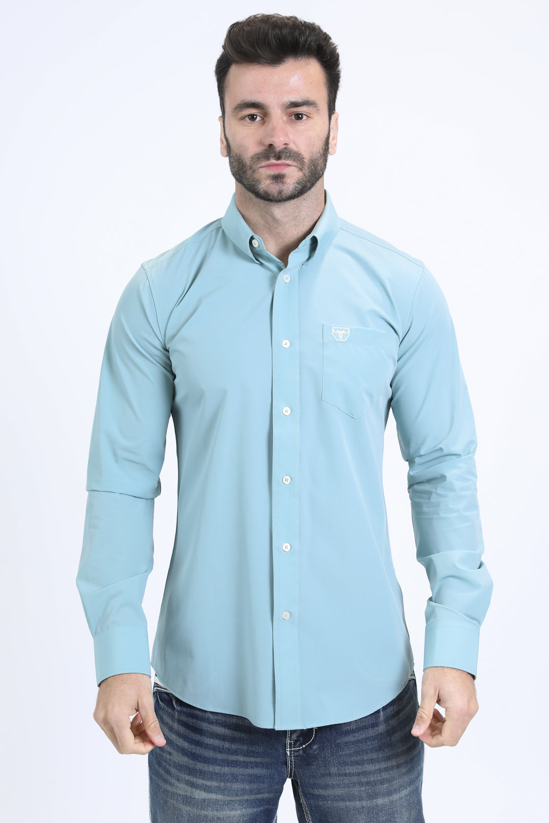 Men's Performance Long Sleeve Blue Shirt