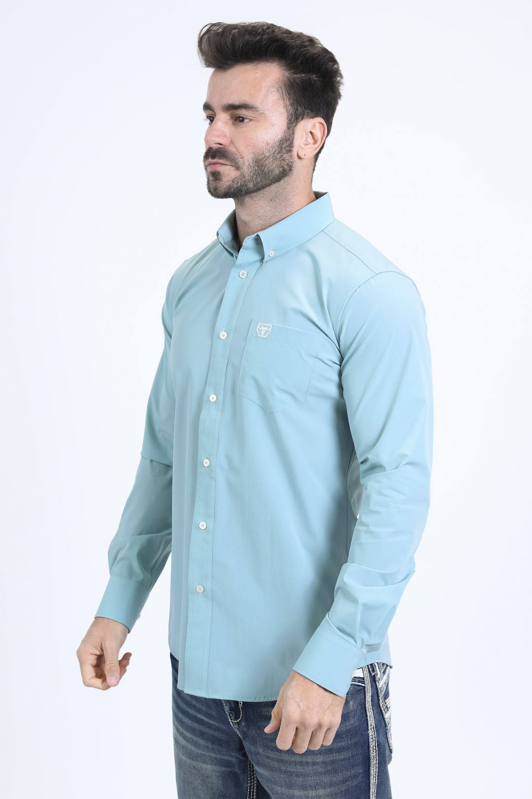 Men's Performance Long Sleeve Blue Shirt