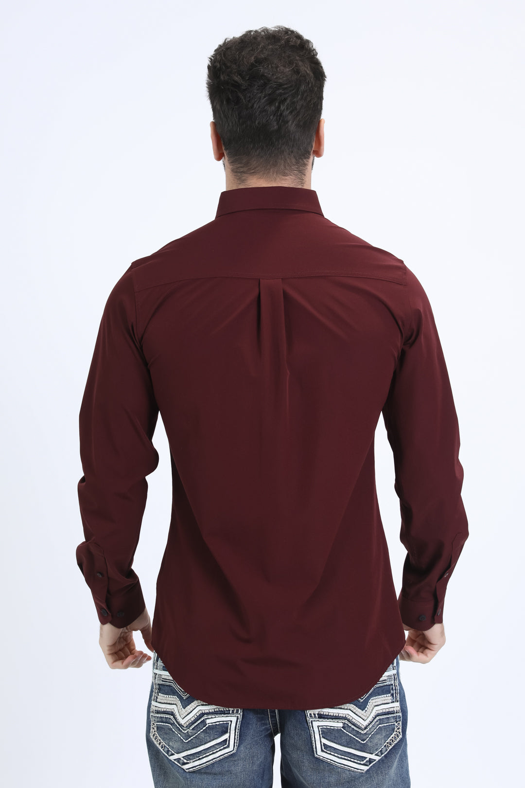 Men's Performance Long Sleeve Burgundy Shirt