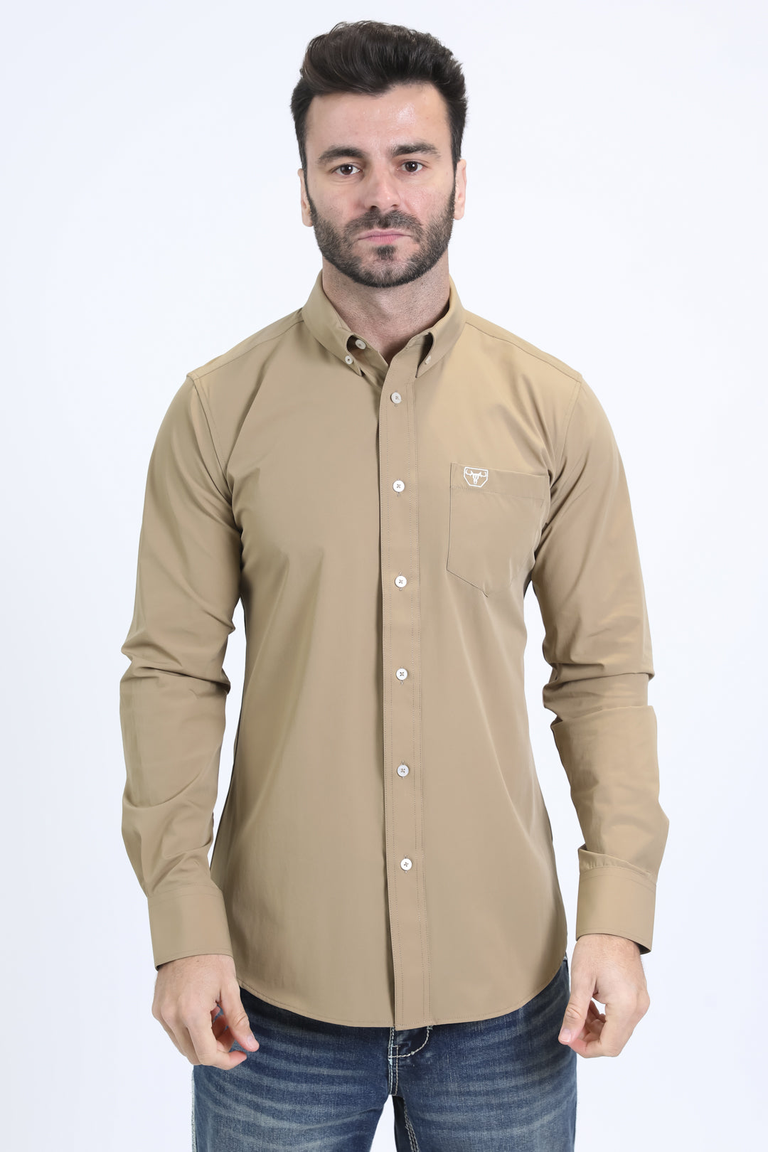 Men's Performance Long Sleeve Khaki Shirt