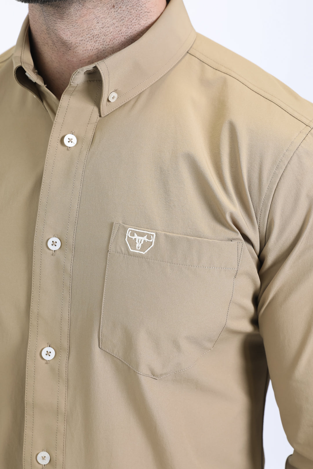 Men's Performance Long Sleeve Khaki Shirt