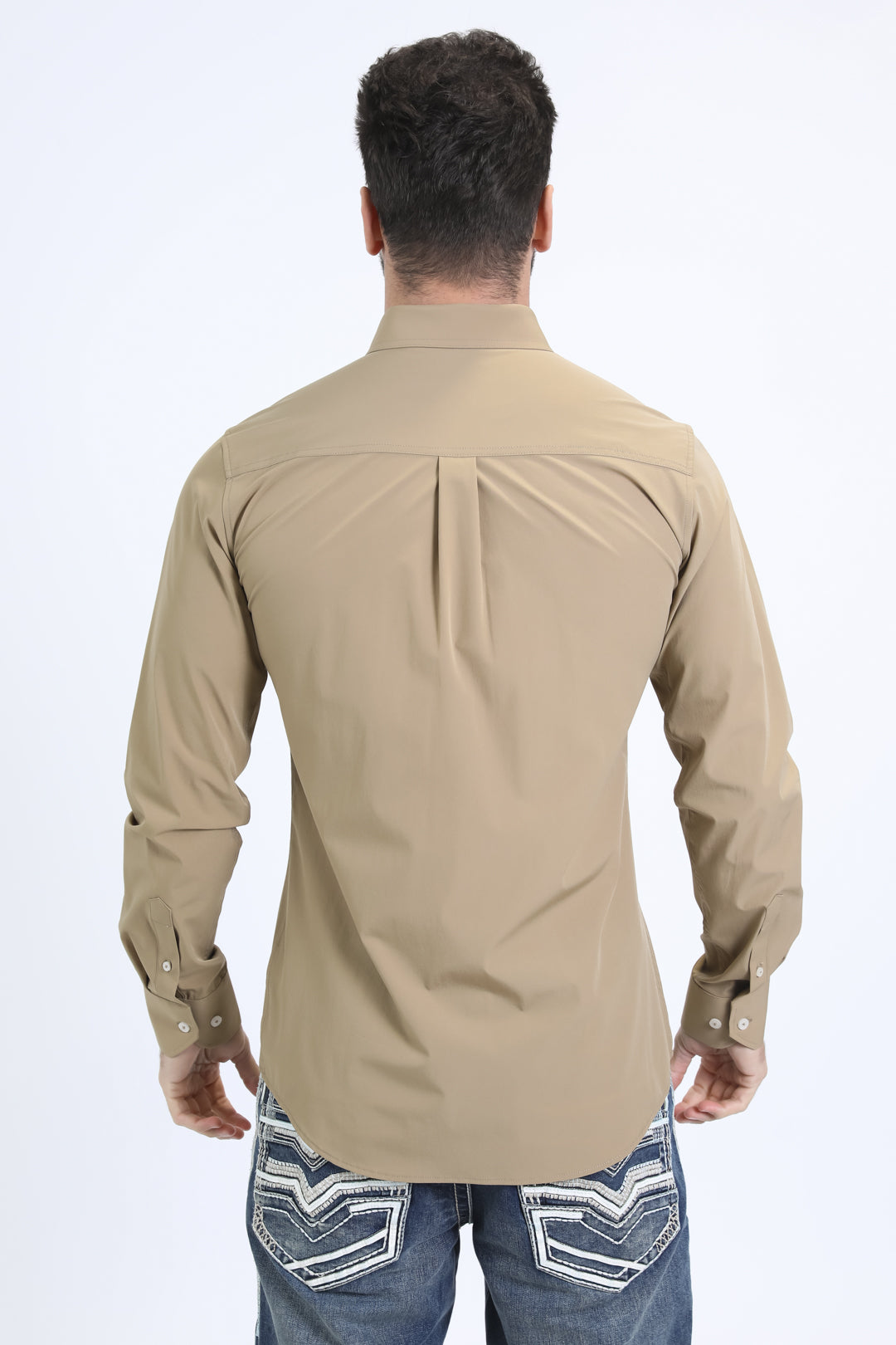 Men's Performance Long Sleeve Khaki Shirt