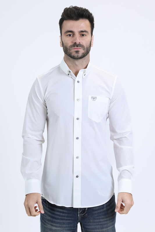 Men's Performance Long Sleeve White Shirt