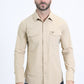 Men's Performance Western Long Sleeve Beige Shirt