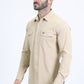 Men's Performance Western Long Sleeve Beige Shirt