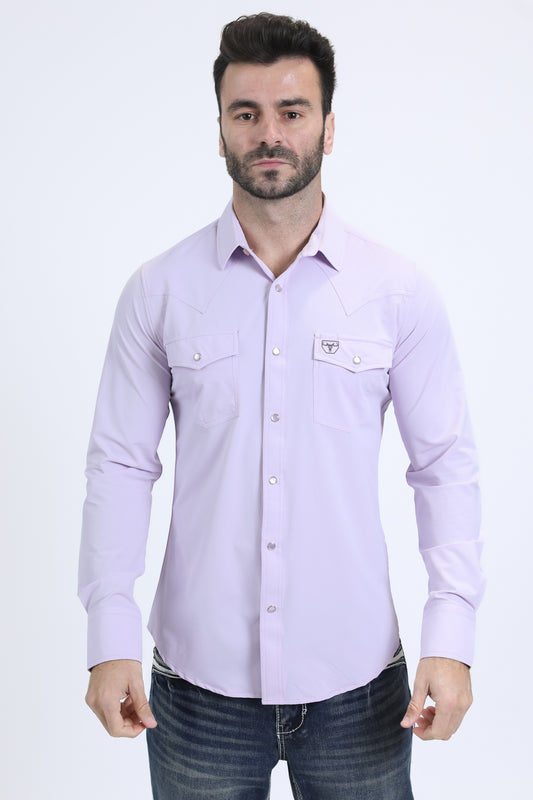 Men's Performance Western Long Sleeve Lt. Purple Shirt