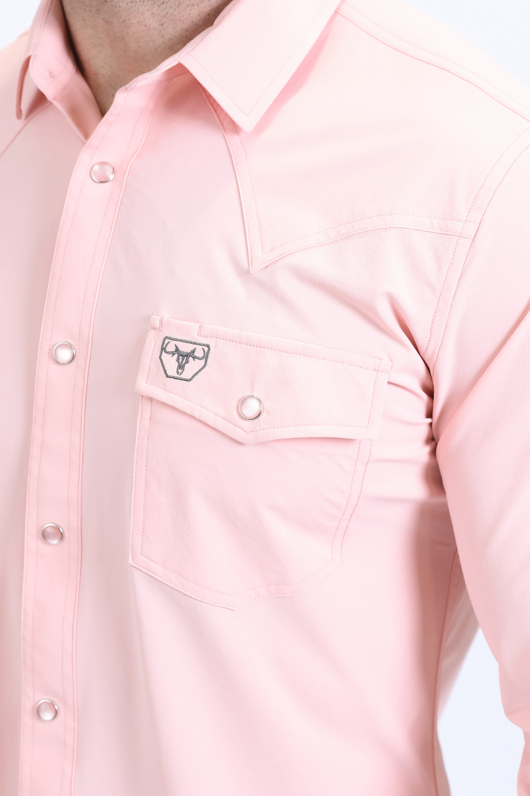 Men's Performance Western Long Sleeve Pink Shirt