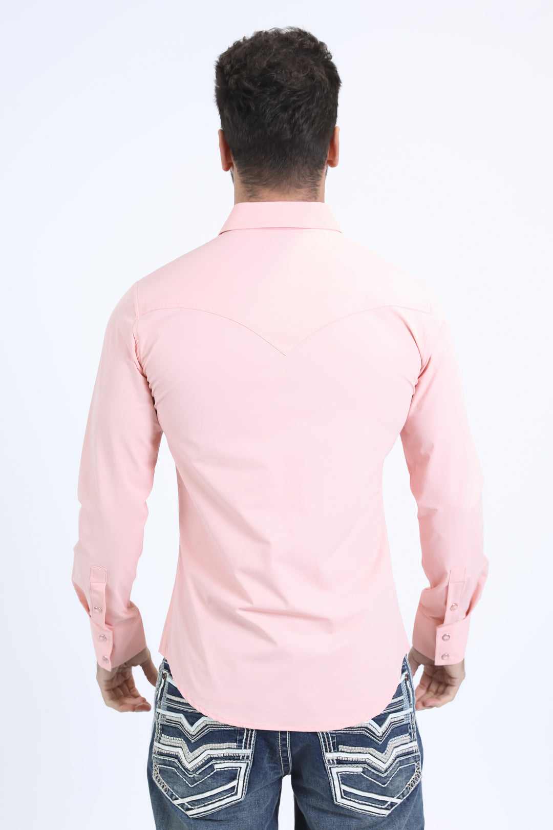 Men's Performance Western Long Sleeve Pink Shirt