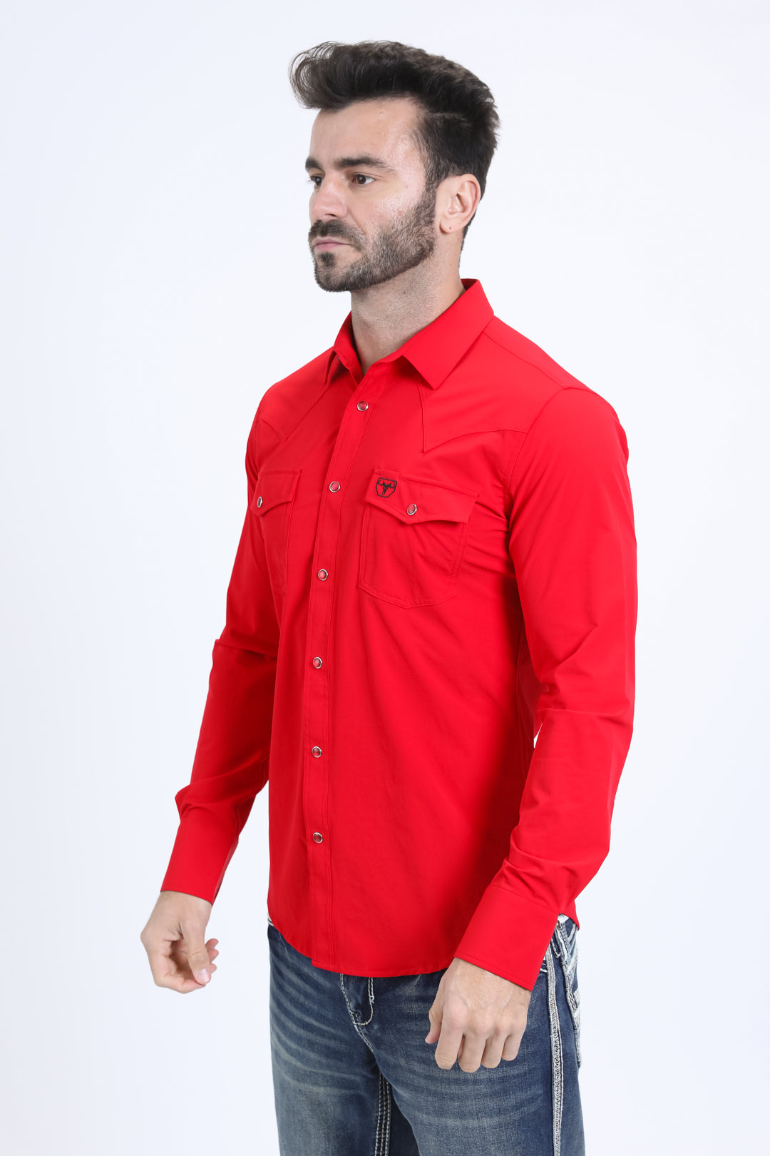 Men's Performance Western Long Sleeve Red Shirt