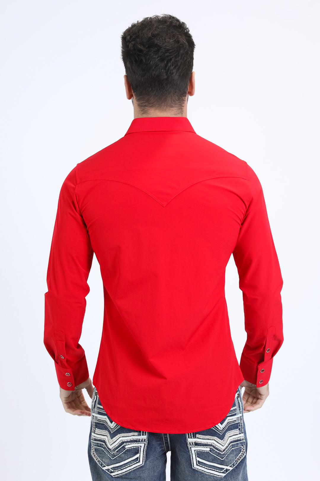 Men's Performance Western Long Sleeve Red Shirt