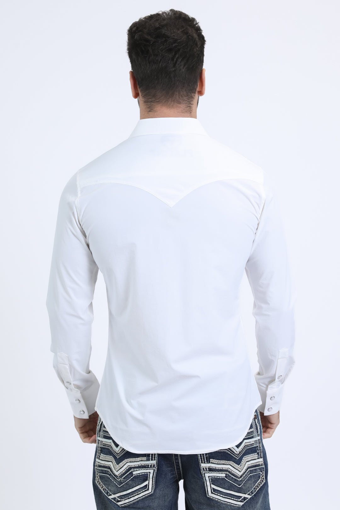 Men's Performance Western Long Sleeve White Shirt