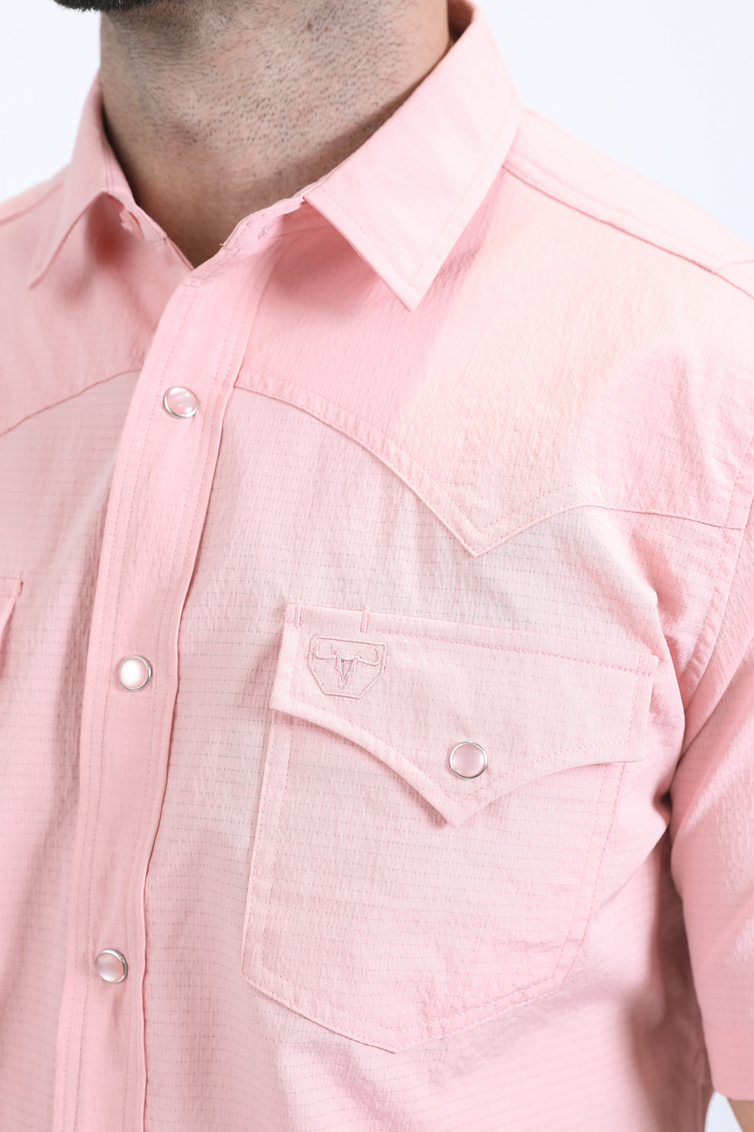 Men's Performance Western Short Sleeve Pink Shirt