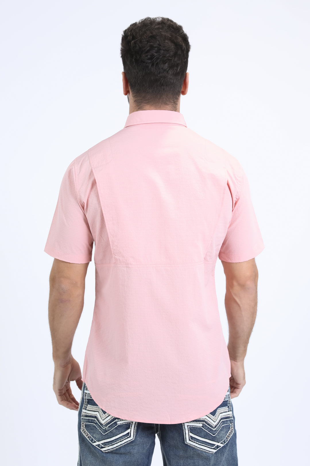 Men's Performance Western Short Sleeve Pink Shirt