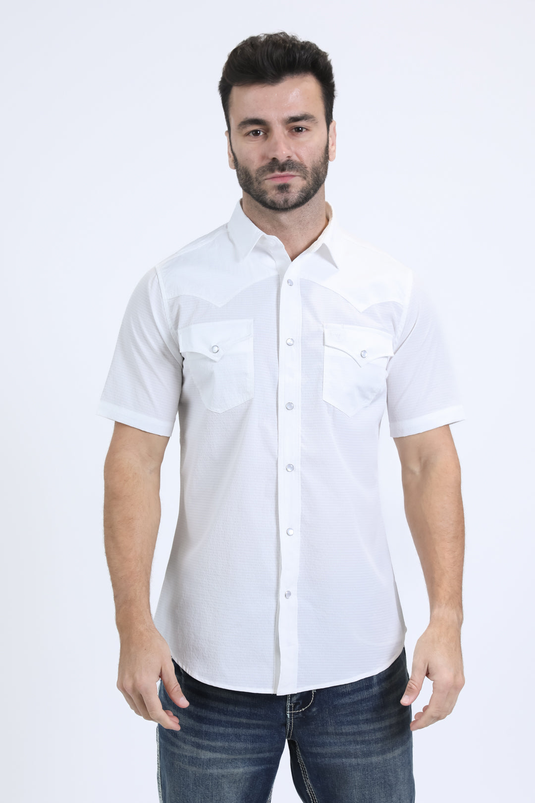 Men's Performance Western Short Sleeve White Shirt