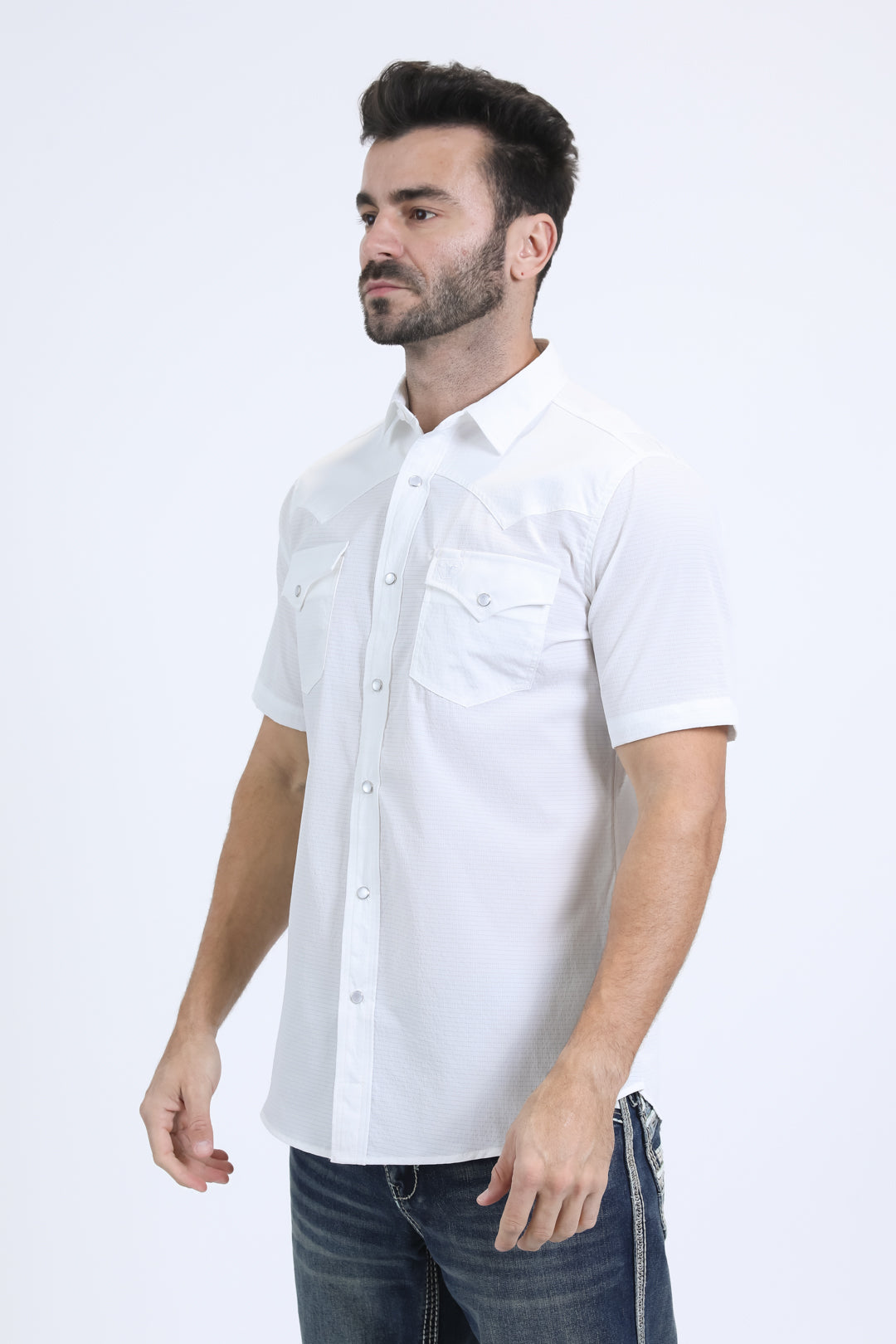 Men's Performance Western Short Sleeve White Shirt