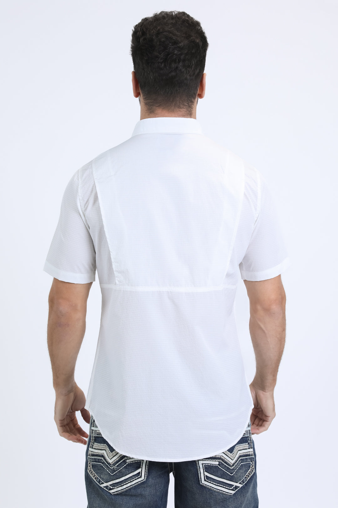 Men's Performance Western Short Sleeve White Shirt