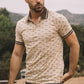 Mens Premium Cotton Beige Polo Shirt with Print