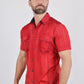 Mens Embroidery Modern Fit Stretch Short Sleeve Shirt