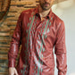 Mens Modern Fit Stretch Aztec Foiled Shirt - Red