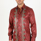 Mens Modern Fit Stretch Aztec Foiled Shirt - Red