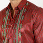 Mens Modern Fit Stretch Aztec Foiled Shirt - Red