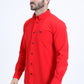 Men’s Single Pocket Logo Modern Fit Stretch Dress Shirt - Red