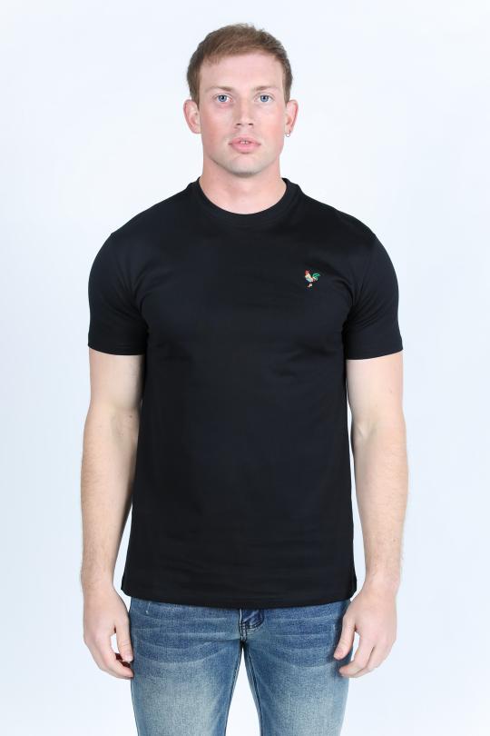 Men's Rooster Logo Cotton Black T-Shirt