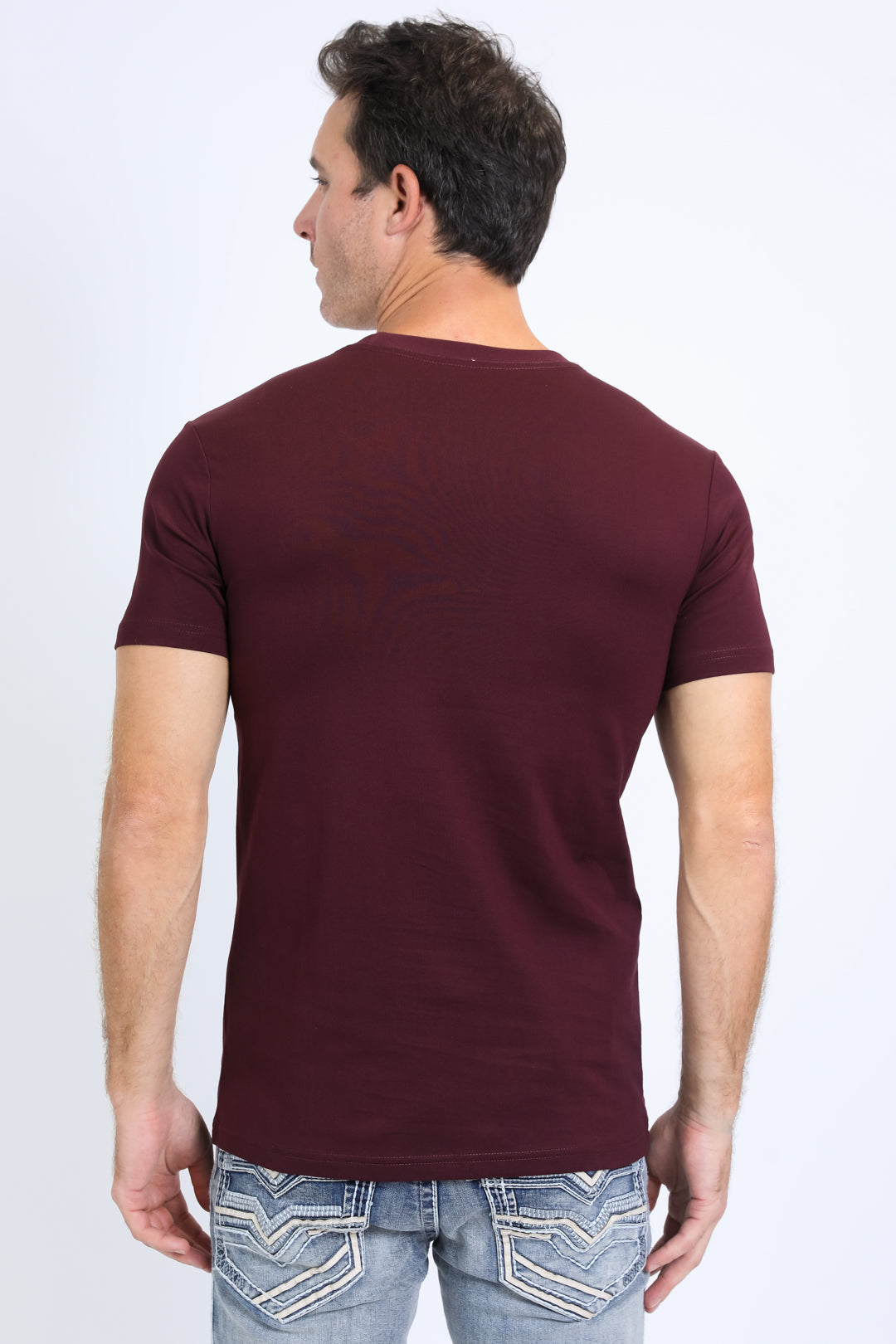 Men's Rooster Logo Cotton Burgundy T-Shirt