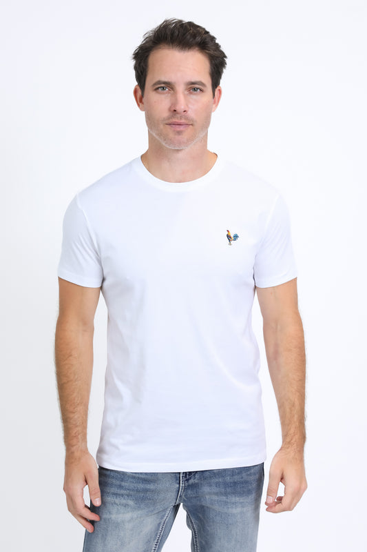 Men's Rooster Logo Cotton White T-Shirt