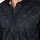 Mens Satin Cotton Modern Fit Black Long Sleeve Shirt